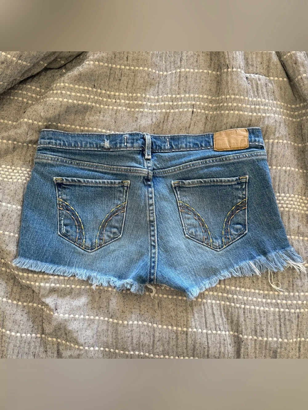 Hollister Blue Denim Shorts with Frayed Hem